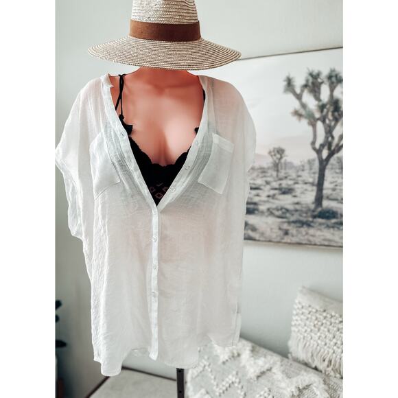 Torrid Whispers in the Dunes gauzy button front beachy poolside layering shirt - Picture 2 of 4